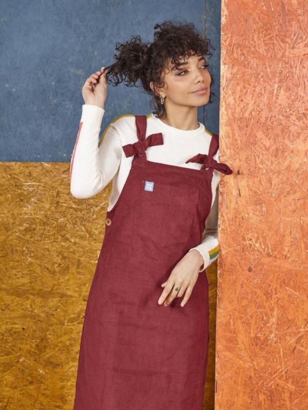 Lucy & Yak Mini Pini Dress Cabernet Red Corduroy Pinafore UK18/US14